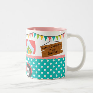 Caneca De Café Em Dois Tons Feliz Camper Colorido