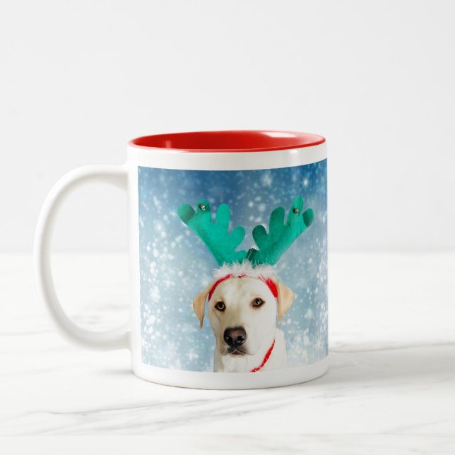 Caneca De Café Em Dois Tons Feliz Cão Feriado Labrador Bonito Adorável (Esquerda)