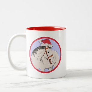 Caneca De Café Em Dois Tons Feliz Cavalo de Natal