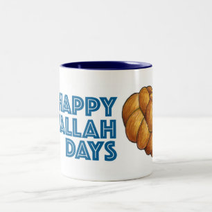 Caneca De Café Em Dois Tons Feliz Challah Days Hanukkah Chanukah Bread Loaf