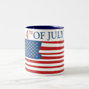 Caneca De Café Em Dois Tons Feliz dia 4 de julho Dia da Independência Azul Bra