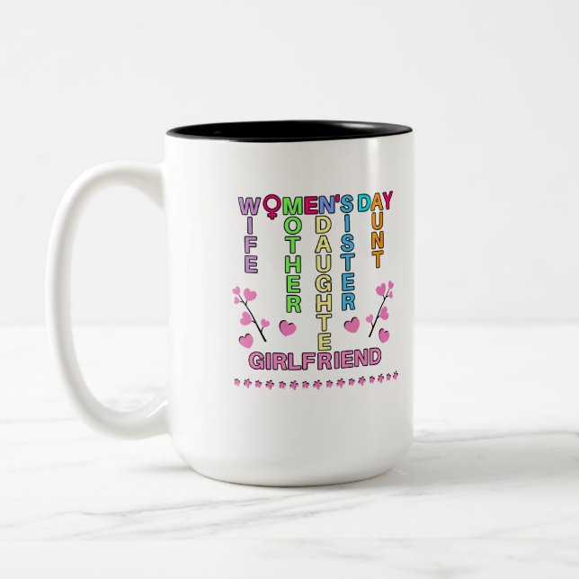 Caneca De Café Em Dois Tons Feliz Dia da Mulher (Esquerda)
