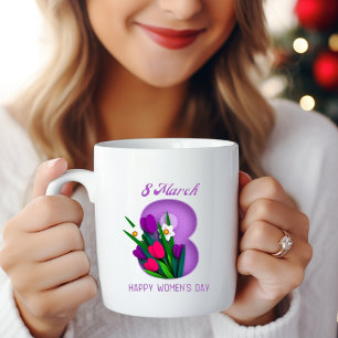 Caneca De Café Em Dois Tons Feliz Dia da Mulher, 8 de março