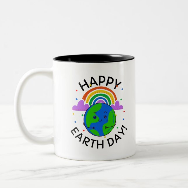 Caneca De Café Em Dois Tons Feliz Dia da Terra (Esquerda)