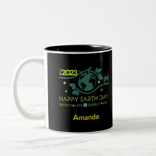 Caneca De Café Em Dois Tons Feliz Dia da Terra (Esquerda)