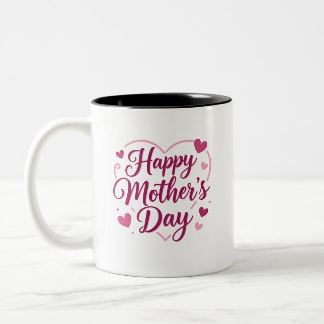 Caneca De Café Em Dois Tons Feliz Dia das Mães (Esquerda)