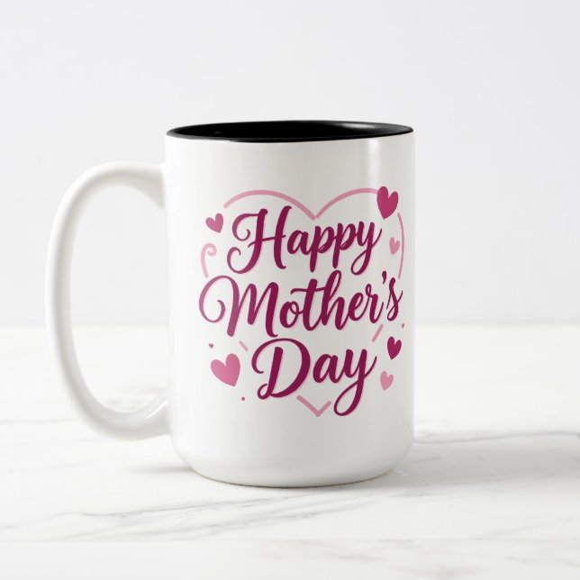 Caneca De Café Em Dois Tons Feliz Dia das Mães (Esquerda)