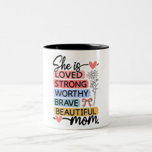 Caneca De Café Em Dois Tons Feliz Dia das Mães, Mãe Linda