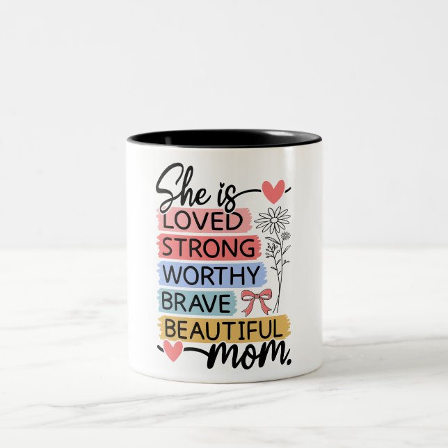 Caneca De Café Em Dois Tons Feliz Dia das Mães, Mãe Linda (Centro)