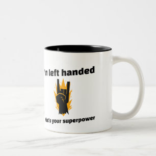 Caneca De Café Em Dois Tons Feliz dia das mãos à esquerda — rock superpote