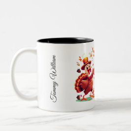 Caneca De Café Em Dois Tons Feliz Dia de Ação de Graças da Turquia
