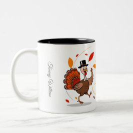 Caneca De Café Em Dois Tons Feliz Dia de Ação de Graças Feliz, Feliz, Feliz Gr
