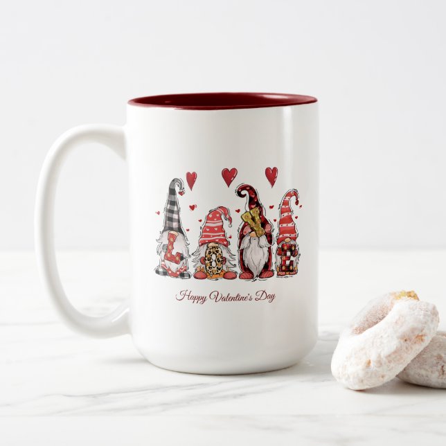 Caneca De Café Em Dois Tons Feliz dia de os namorados (Com Donut)