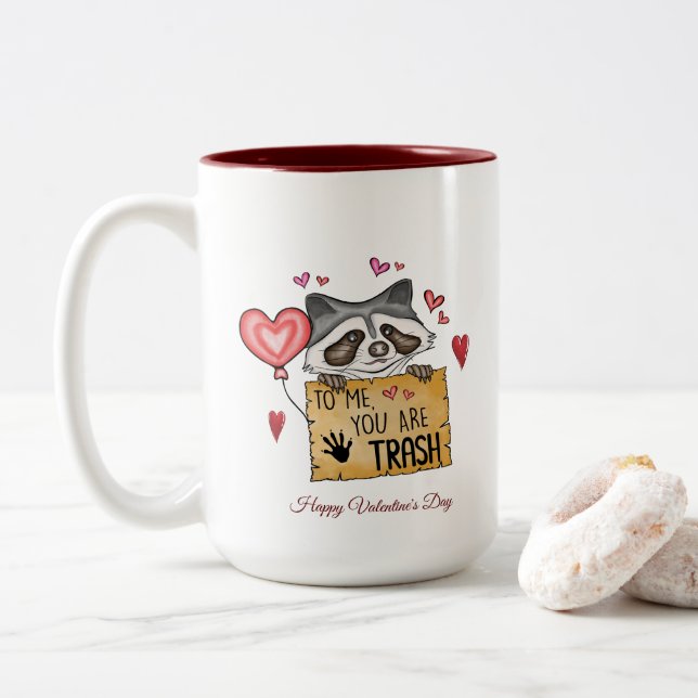 Caneca De Café Em Dois Tons Feliz dia de os namorados (Com Donut)