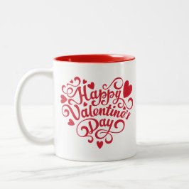Caneca De Café Em Dois Tons Feliz dia de os namorados Vermelho Moderno