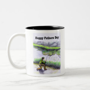 Caneca De Café Em Dois Tons Feliz Dia de os pais da pesca do salmão de truta