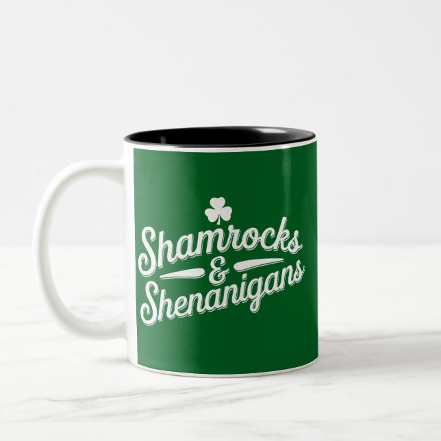 Caneca De Café Em Dois Tons Feliz Dia de São Patrício Lucky Shamrock&Shenaniga (Esquerda)