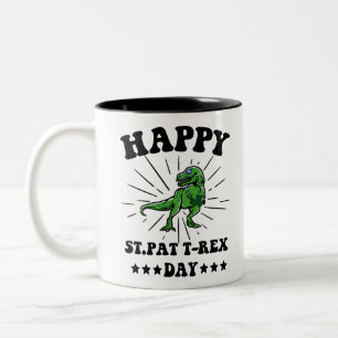 Caneca De Café Em Dois Tons Feliz Dia de São Patrício Trex Dino