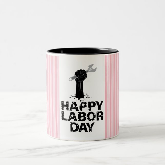 Caneca De Café Em Dois Tons Feliz Dia do Trabalho (Centro)