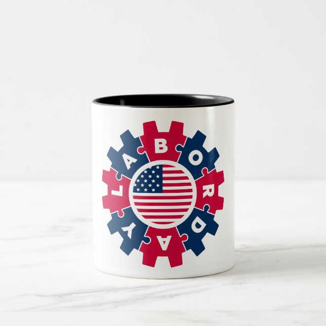 Caneca De Café Em Dois Tons Feliz Dia do Trabalho Diversão (Centro)