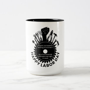 Caneca De Café Em Dois Tons Feliz Dia do Trabalho Fim de Semana 2023
