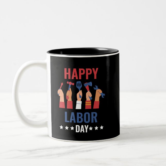 Caneca De Café Em Dois Tons Feliz Dia do Trabalho Negro (Esquerda)