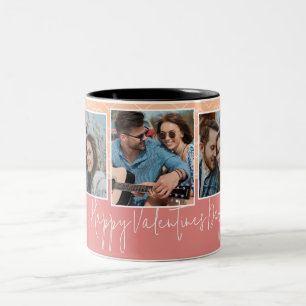 Caneca De Café Em Dois Tons Feliz Dia dos Namorados 3 Padrão de Coração Fotogr