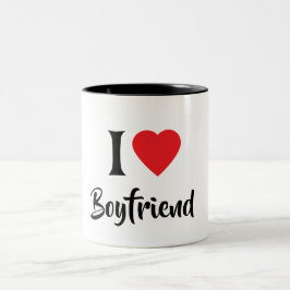 Caneca De Café Em Dois Tons Feliz dia dos namorados coração vermelho fofo