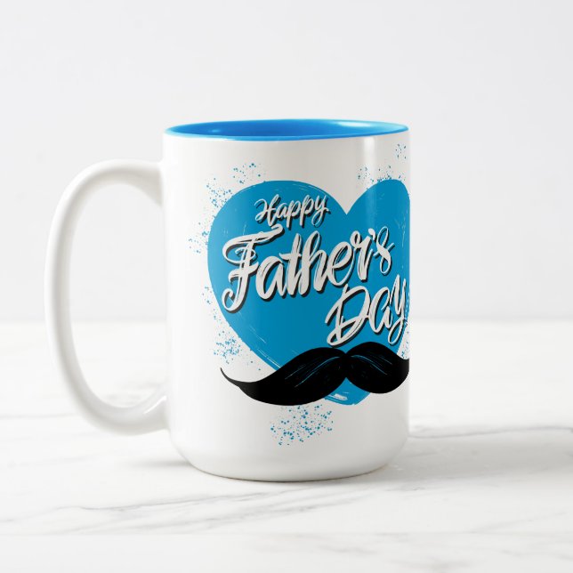 Caneca De Café Em Dois Tons Feliz Dia dos Pais Bigode  (Esquerda)