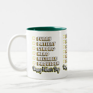 Caneca De Café Em Dois Tons Feliz Dia dos Pais Lista Engraçada de Verificação 