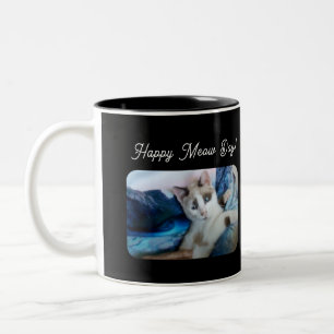 Caneca De Café Em Dois Tons Feliz Dia Meow, Amantes de Gatos