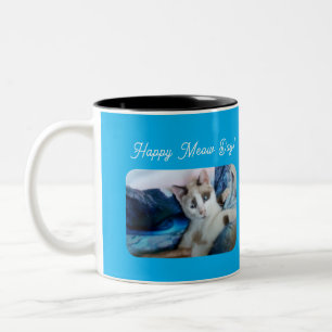 Caneca De Café Em Dois Tons Feliz Dia Meow, Amantes de Gatos