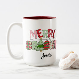 Caneca De Café Em Dois Tons Feliz e Bright Red Christmas