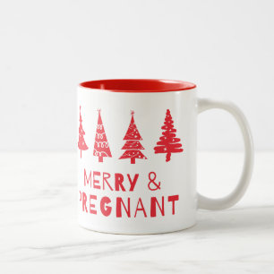 Caneca De Café Em Dois Tons Feliz e grávida no Natal