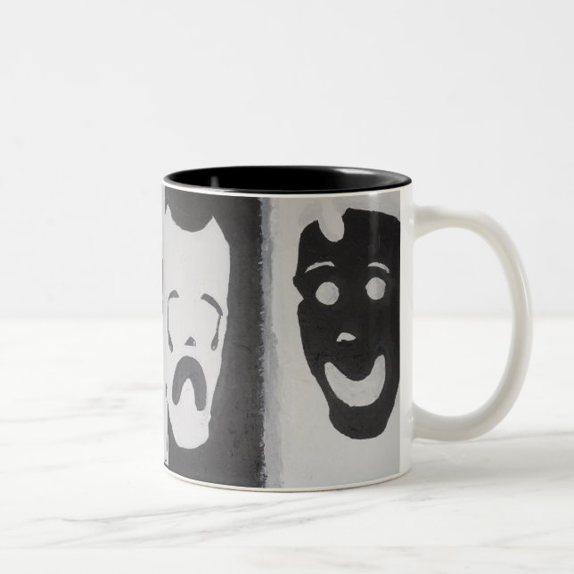 CANECA DE CAFÉ EM DOIS TONS FELIZ E TRISTE (Direita)