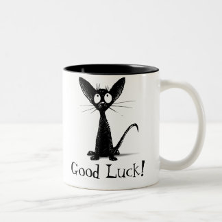 Caneca De Café Em Dois Tons Feliz Gato Negro Feliz