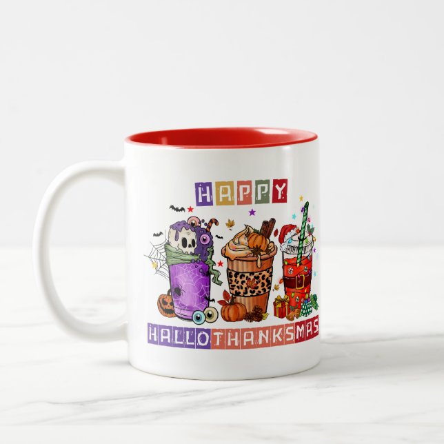 Caneca De Café Em Dois Tons Feliz HalloObrigadoMas Feriado Cute (Esquerda)