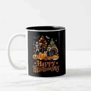Caneca De Café Em Dois Tons Feliz Hallothanksmas Feliz Halloween Dia de Ação d