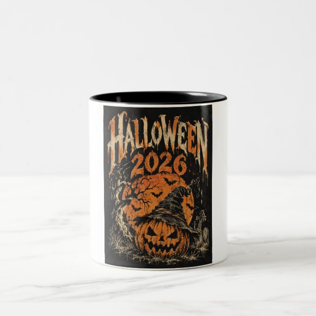 Caneca De Café Em Dois Tons Feliz Halloween 2026 (Centro)