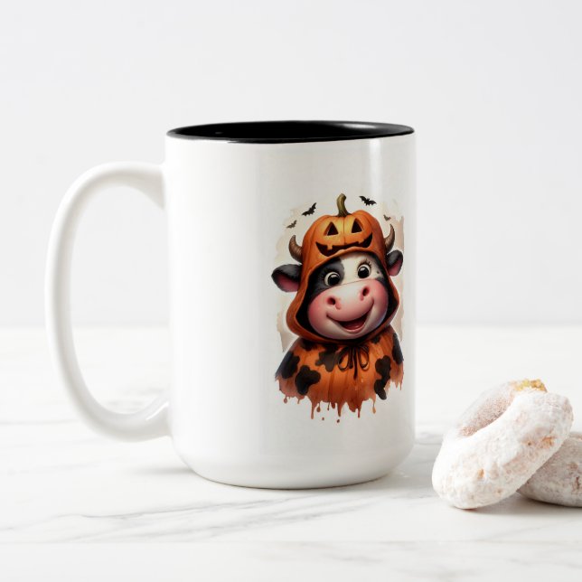 CANECA DE CAFÉ EM DOIS TONS FELIZ HALLOWEEN 31 (Com Donut)