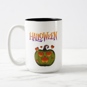 Caneca De Café Em Dois Tons Feliz Halloween abóbora engraçada 