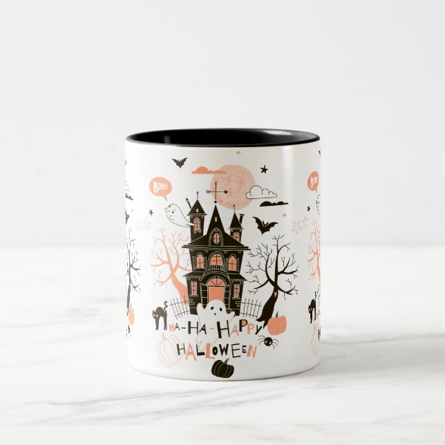 Caneca De Café Em Dois Tons Feliz Halloween, Casa Assombrada (Centro)