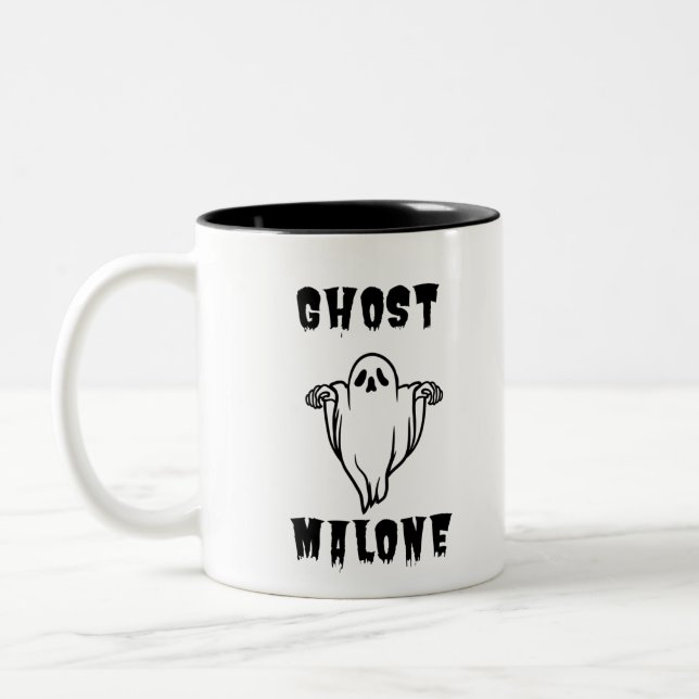 Caneca De Café Em Dois Tons Feliz Halloween Cute Ghost Engraçado (Esquerda)