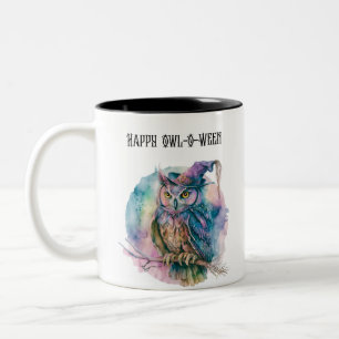 Caneca De Café Em Dois Tons Feliz Halloween Da Coruja-O-Ween Owl Creepy