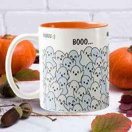 Caneca De Café Em Dois Tons Feliz Halloween de Fantasmas Famintos Personalizad