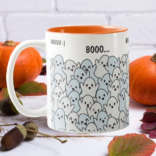 Caneca De Café Em Dois Tons Feliz Halloween de Fantasmas Famintos Personalizad