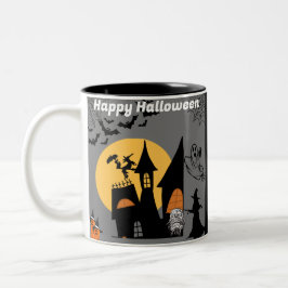 Caneca De Café Em Dois Tons Feliz Halloween espírito brutal e assustador