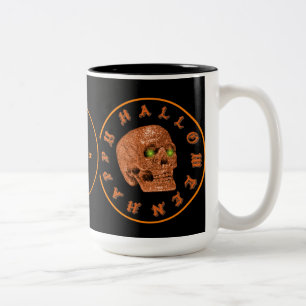 Caneca De Café Em Dois Tons Feliz Halloween Glitter Skull Mug Personalizado