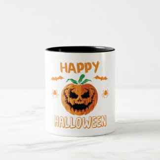 Caneca De Café Em Dois Tons "Feliz Halloween Pumpkin Mug - Taça de Café Louca