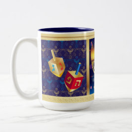 Caneca De Café Em Dois Tons Feliz Hanukkah, Feriado Judeu, Bonito